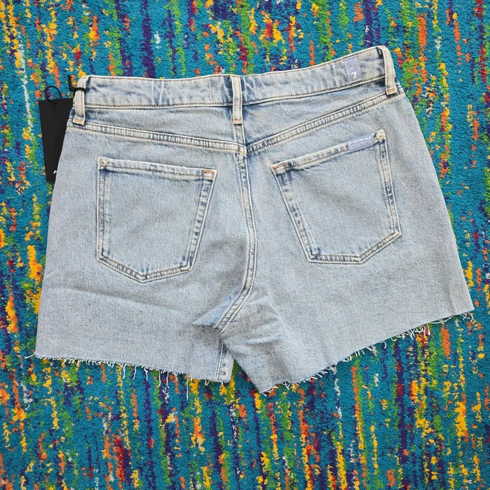 NWT‎ 7 For All Mankind Monroe Long Shorts in Ode To Raw Hem Women Size 31